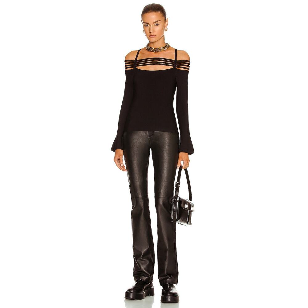 Jonathan Simkhai Black Off-Shoulder Strappy Knit Top